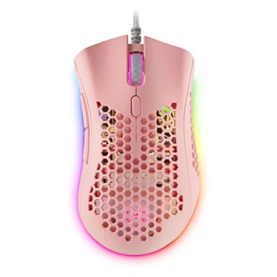 Abbildung von Mars Gaming MMEXP Rosa, RGB Maus, 32K DPI, Feather Kabel, HUANO Schalter