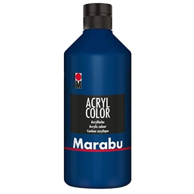 Abbildung von Marabu 12010075053 Acryl Color dunkelblau 500 ml, cremige Acrylfarbe auf Wasserbasis, schnell trocknend, lichtecht, wasserfest, zum Auftragen mit Pinsel und Schwamm Leinwand, Papier Holz