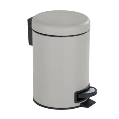Abbildung von WENKO Treteimer Mod. Leman, 3 Liter, mit herausnehmbarem Einsatz, aus lackiertem Stahl, 17 x 25 22,5 cm, Taupe matt