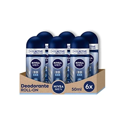 Abbildung von NIVEA Men Cool Kick Roll on Deodorant Antitranspirant im 6er Pack (6 x 150 ml) für Herren Deo mit Care Formel, 48 h intensive Frische