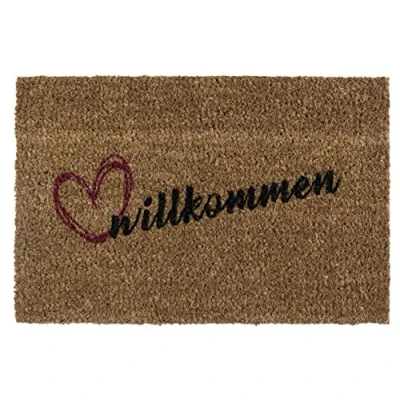 Abbildung von andiamo Fußmatte Kokos bedruckt ideal als Outdoor Schmutzfangmatte oder Kokosmatte außen pflegeleicht mit rutschhemmender Rückseite 40 x 60 cm Willkommen