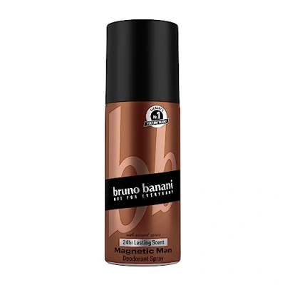 Abbildung von bruno banani Magnetic Man Deo Bodyspray, Körperspray mit fesselnd holziger Ambernote, 24h Halt, 150ml