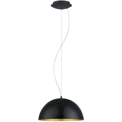 Abbildung von EGLO Pendellampe Gaetano 1, 1 flammige Pendelleuchte, Hängelampe aus Stahl, Farbe: Schwarz, gold, Fassung: E27, Ø: 38 cm