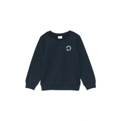 Abbildung von s.Oliver Unisex Sweatshirt mit Rippbündchen und kleinem Print Detail Navy 104/110