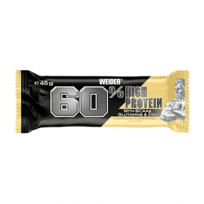 Abbildung von WEIDER 60% Proteinriegel, Eiweißriegel mit dem höchsten Proteingehalt auf Markt, High Protein Riegel Glutamin und BCAA für Muskelaufbau Fitness, 24 Stück á 45g, Vanilla Caramel