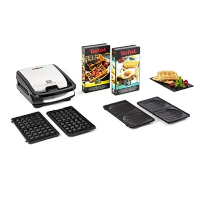 Abbildung von Tefal SW853D Snack Collection Waffeleisen und Sandwiches Erweiterbar Platten Antihaftbeschichtet Spülmaschinengeeignet Praktische Aufbewahrungsboxen schwarz/Edelstahl