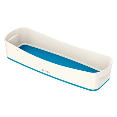 Abbildung von Leitz MyBox, Aufbewahrungsschale, Länglich, Blickdicht, Weiß/Blau Metallic, Kunststoff, 52581036, Klein