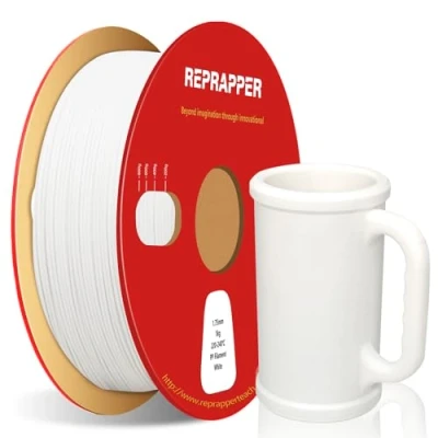 Abbildung von RepRapper Polypropylen PP Filament 1,75 mm (+/ 0,03 mm) Halbflexibles Robustes 3D Drucker 1 kg (2,2 Pfund) Spule für Druck, 5 Stück Bauplatte im Lieferumfang enthalten, Weiß