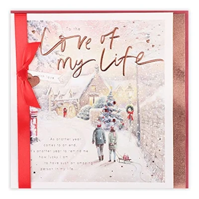Abbildung von Clintons: Love of My Life Weihnachtskarte mit englischer Aufschrift &quot;Couple In Snowy Street&quot;