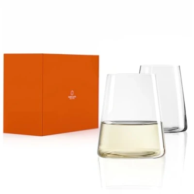 Abbildung von Stölzle Lausitz Weißweinbecher Power 2er Set 380 ml Moderne Weingläser ohne Stiel für maximale Aromaentfaltung Flache Weißweingläser aus Kristallglas Spülmaschinen &amp; Stoßfest, Made in Germany