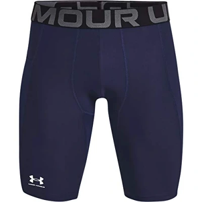 Abbildung von Under Armour Herren UA HG Lng Shorts, leichte kurze Sporthose, atmungsaktive Kompressions Herrenshorts mit Strength Pocket Eingrifftasche