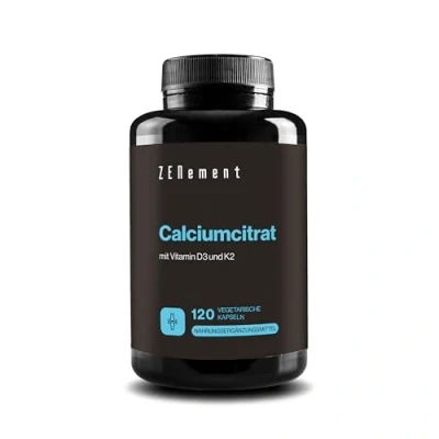 Abbildung von Calciumcitrat mit Vitamin D3 und K2 Für normale Zähne, Knochen Muskeln Verbesserte Formel Hoch absorbierbar 120 vegetarische Kapseln