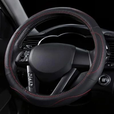 Abbildung von Pahajim Lenkradbezug Auto Lenkradhülle Microfiber Leder Steering Wheel Cover Universal rutschfest Lenkradhüllen 38cm Lenkradschutz für LKW/Auto/Jeep/SUV Schwarz