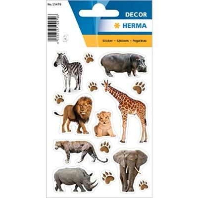 Abbildung von HERMA 15478 Sticker für Kinder, Exotische Tiere (36 Aufkleber, Papier, matt) selbstklebend, permanent haftende Motiv Etiketten Mädchen und Jungen, bunt