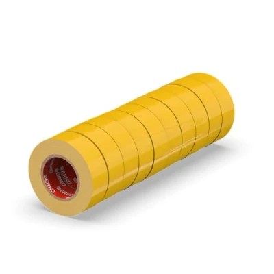 Abbildung von ERKO Isolierband Gelb 10er Pack 15mm x 10m PVC Elektrische Leitungen Reparatur, Hochflexibel mit starker Klebekraft, Chemiebeständig, Wasserfest, Klebeband