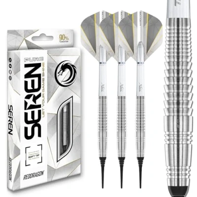 Abbildung von RED DRAGON Darts Seren Pure 4 90% Wolfram 18g Fass/ 20g Volles Gewicht Professional Weiche Spitze Dart Set mit Flüge und Dartschäfte