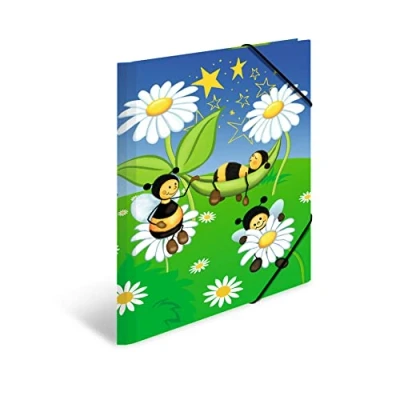 Abbildung von HERMA Sammelmappe A3 Bienen, Eckspanner Mappe aus Pappe mit Kindergarten Motiv, Gummizug, Innenklappen und Innendruck für Jungen, Mädchen Kinder