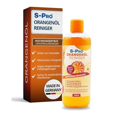 Abbildung von S Pro Orangenölreiniger fettlöser Konzentrat 500ml Flasche Schonender Orangenreiniger hochkonzentriert mit frischem Orangenduft Allzweckreiniger Reinigungsmittel für Haushalt, Küche &amp; Bad