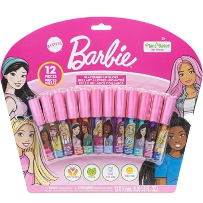 Abbildung von Barbie 12 teiliger pflanzlicher Lipgloss, Mädchen Party Gefälligkeiten, erstes Make up Set für Mädchen, perfekt Partys, Schlafen und Geburtstagsgeschenke, Alter 3+, von Townley Girl