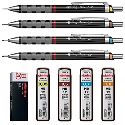 Abbildung von ROtring Tikky Druckbleistift, 4 teiliges Set, Schwarz, 1
