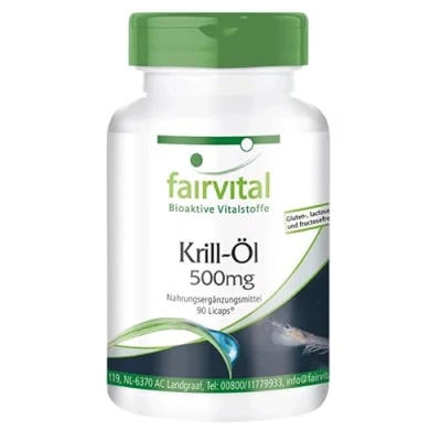 Abbildung von Fairvital Krill Öl Kapseln 500mg 90 LiCaps® HOCHDOSIERT Superba Antarktis, reich an EPA &amp; DHA