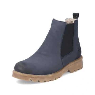 Abbildung von Rieker Damen Chelsea Boots 73250, Frauen Stiefeletten,Schlupfstiefel,Winterstiefeletten,Winterschuhe,warm,gefüttert,Stiefel,blau (14),36 EU / 3.5 UK
