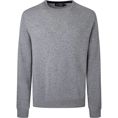 Abbildung von Hackett London Men&#039;s Merino Cash Mix Crew Pullover Sweater, Grey Marl, XL