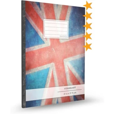 Abbildung von Vokabelheft: DIN A4 50+ Seiten, Soft Cover, Register, 2 Spalten, Erfolgs Tacker, &quot;English Flag&quot; Original #GoodMemos Schulheft Sprachen und Vokabeln leicht lernen, Lineatur 53