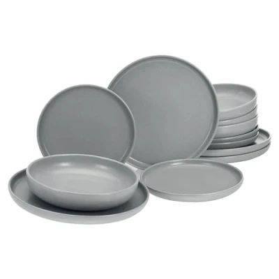 Abbildung von CreaTable, 33074, Serie Uno, 12 teiliges Geschirrset, Teller Set aus Steinzeug, spülmaschinen und mikrowellengeeignet, Made in Portugal