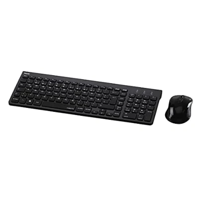 Abbildung von Hama Funk Tastatur mit Maus Set kabellos (leise Computer flachen Tasten, Ziffernblock, deutsches QWERTZ Layout, optische Maus, 1200 dpi, 8m Reichweite) schwarz