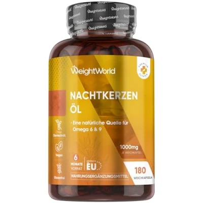 Abbildung von Nachtkerzenöl Kapseln mit Omega 6 &amp; 9 1000mg pro Weichkapsel Monate Vorrat 180 Kaltgepresste Softgels Evening Primrose Oil GLA Linolsäure Fettsäuren maxmedix