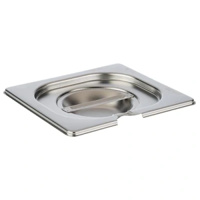 Abbildung von APS 81692 GN 1/6 Deckel mit Löffelaussparung, rostfreier Edelstahl, Abmessungen 160 x 175 mm/Höhe 30 mm