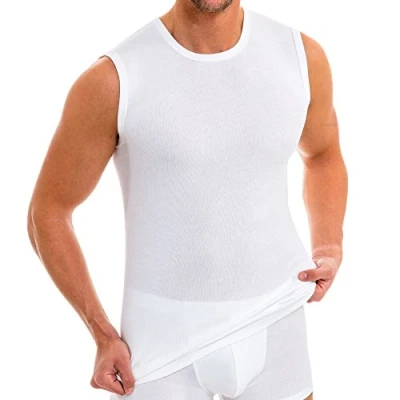 Abbildung von HERMKO 3040 3er Pack Herren Tank Top Unterhemd mit Rundhals Ausschnitt aus 100% Bio Baumwolle, Größe:D 8 = EU XXL, Farbe:weiß