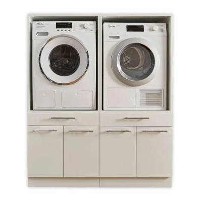 Abbildung von LAUNDREEZY 2x Waschmaschinenschrank, Anthrazit Waschmaschinen Überbauschrank TÜV zertifiziert mit viel Stauraum 135 x 162 67,5 cm (B/H/T)