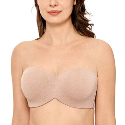 Abbildung von DELIMIRA Damen Minimizer Trägerloser BH mit Bügel ohne Polster Geformte Cups Haferflockenheide 95D