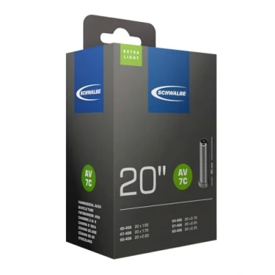 Abbildung von Schwalbe Fahrradschlauch SV7C Extra Light 40/60 406 EK 40 mm, Schwarz, 20 x 1.75 2.35&quot; SV40 mm