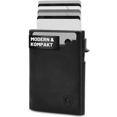 Abbildung von GenTo Slim Wallet mit Münzfach Geldbeutel Herren für 10 Karten Geldbörse RFID Schutz Smart kleines dünnes Kartenetui Portemonnaie