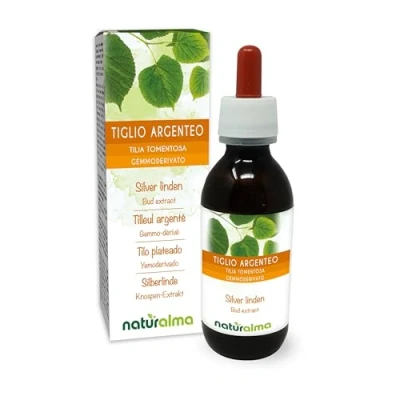 Abbildung von Silberlinde (Tilia tomentosa) Alkoholfrei knospen Extrakt aus frishen Naturalma Flüssig Tropfen 120 ml Nahrungsergänzungsmittel Veganer