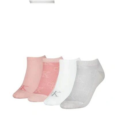 Abbildung von Calvin Klein Underwear Women Sneaker Shadow 4 PACK Füßlinge, Damen, Größe: 35 38, White/pink