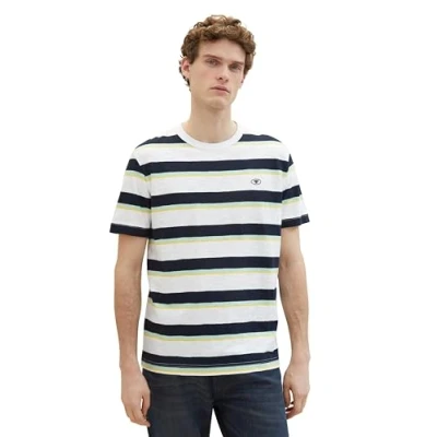 Abbildung von TOM Tailor Gestreiftes Tshirt print, Herren, Größe: XL, White navy multi bold stripe