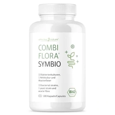 Abbildung von Combi Flora SymBIO Probiotikum mit 13 Bakterienstämmen + Bio Inulin 180 vegane Kapseln Verzögerte Freisetzung Hochdosiert