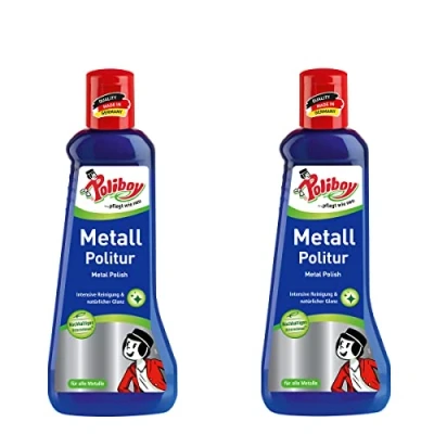 Abbildung von POLIBOY Metall Politur Poliermittel für glänzende Metalle Metallpflegemittel mit Anlaufschutz 2x 200 ml Made in Germany