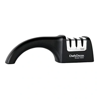 Abbildung von Chef&#039;sChoice AngleSelect Diamant Hone Professioneller manueller Messerschärfer für gerade und gezackte Messer mit präziser Winkelkontrolle, kompakte Stellfläche, 3 stufig, schwarz