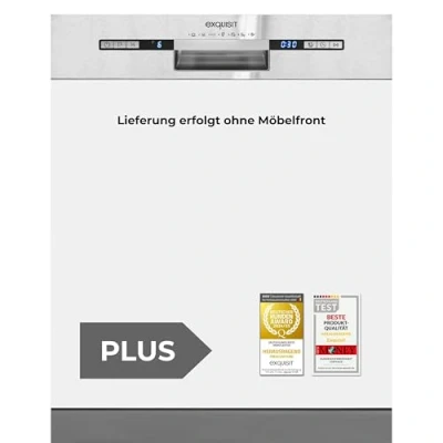 Abbildung von Exquisit Geschirrspüler EGSP2113 EB 030E Inox Spülmaschine 60 cm teilintegriert Einbaugeschirrspüler 13 Maßgedecke