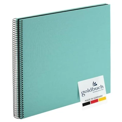 Abbildung von goldbuch 25507 Spiralalbum Bella Vista, Foto Album 35 x 30 cm, Fotoalbum mit 40 schwarze Seiten, Erinnerungsalbum aus Leinen, Fotobuch für Bilder und Fotos zum Einkleben, Aqua