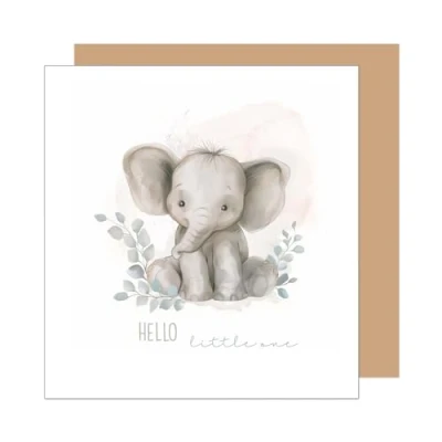 Abbildung von Edition Seidel Premium quadratische Glückwunschkarte zur Geburt mit Umschlag. Karte Grußkarte Babykarte Billet Hello little one Baby Kind Junge Mädchen Elefant (EQ107 SW024)