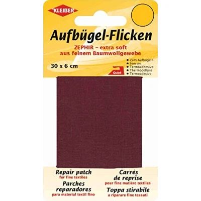 Abbildung von Kleiber + Co.GmbH Zephir Aufbügelflicken, Baumwolle, weinrot, 30 x 6 0.3 cm