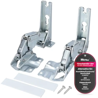 Abbildung von McFilter Türscharnier geeignet für Bosch Siemens Miele AEG Neff Gaggenau 00481147 481147 407131425/8 5546050 Quelle Constructa Balay Gefrierschrank Einbau Kühlschrank Beschlag