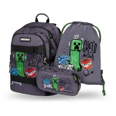 Abbildung von Baagl Set 3TLG Schulranzen für Kinder, Größe: One Size, Blau