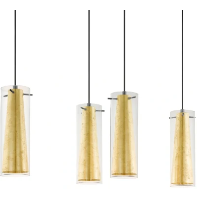 Abbildung von Eglo 97653 Pendelleuchte PINTO gold schwarz klar, L:90,5cm B:36cm H:110cm